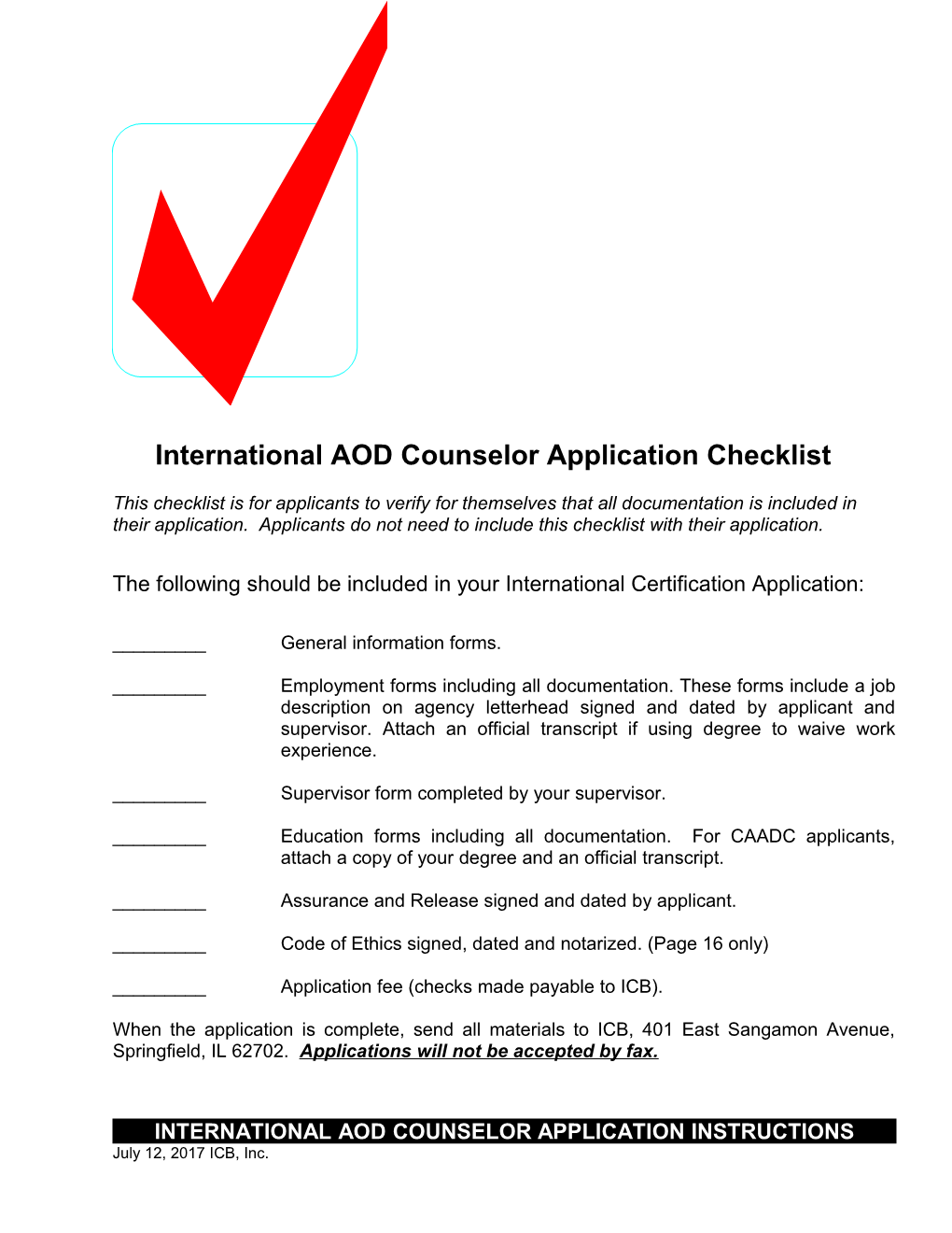 AODA Counselor Application Instructions