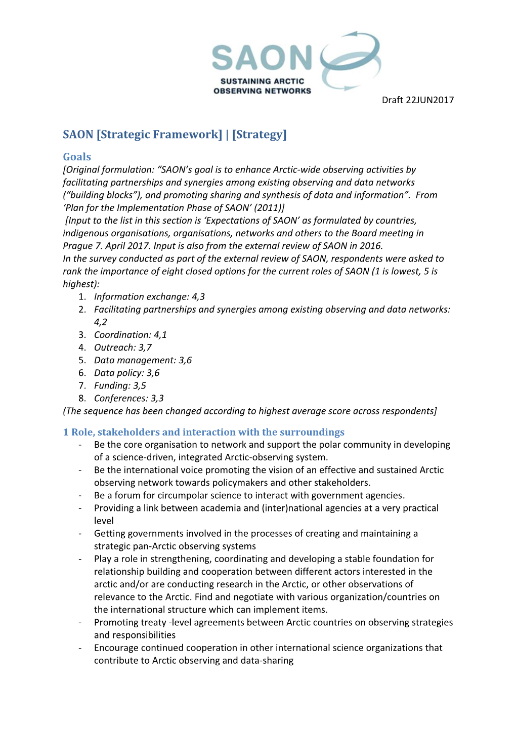 SAON Strategic Framework Strategy