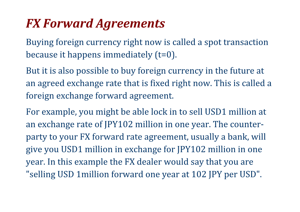 FX Forward Agreements