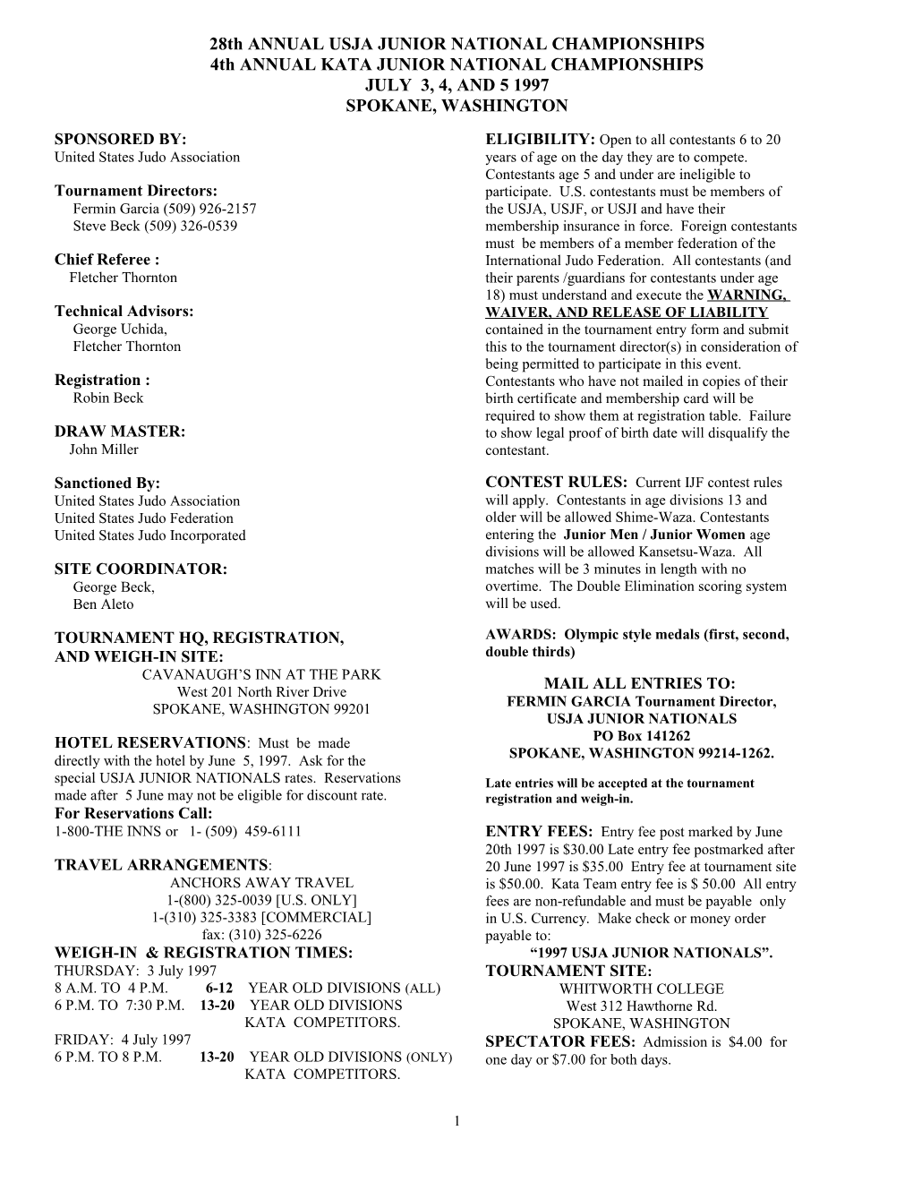 Offical 1997 Usja Kata Entry Form
