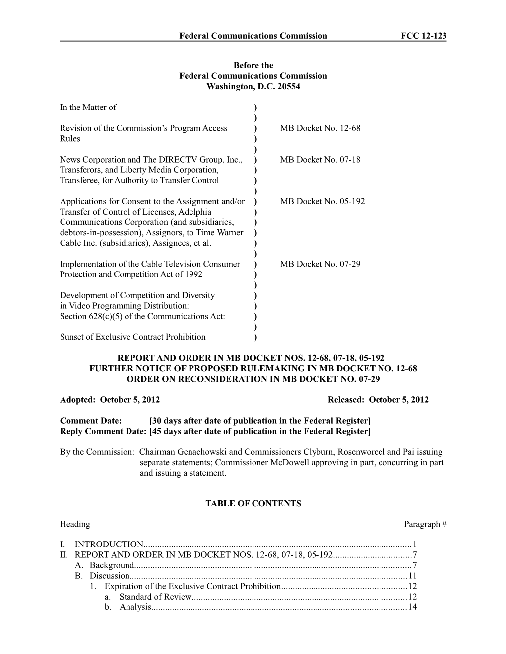 Federal Communications Commissionfcc 12-123