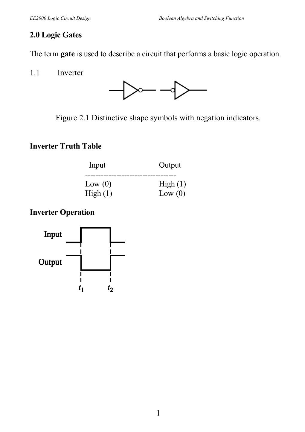 EE2000 Logic Circuit Design Boolean Algebra and Switching Function