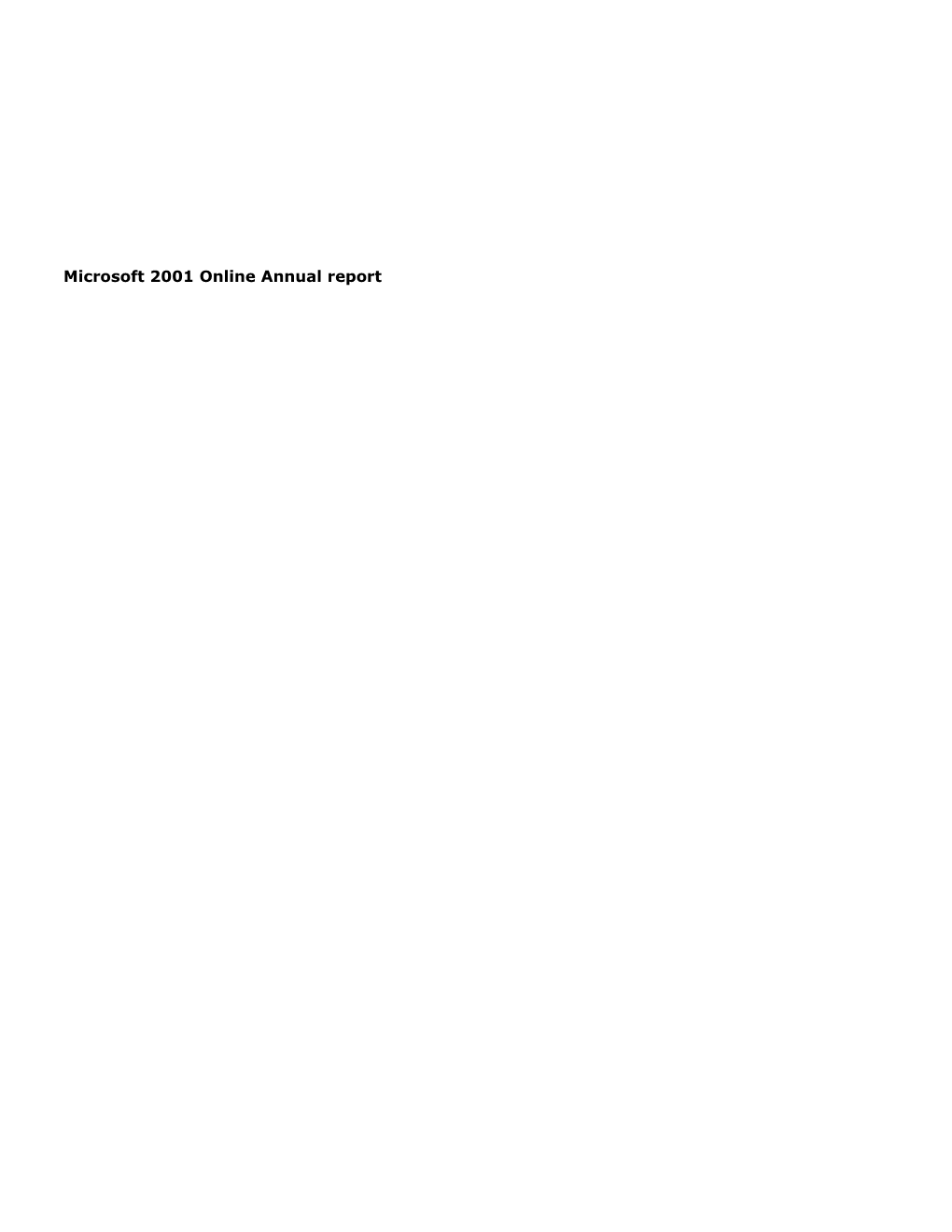 Microsoft 2001 Online Annual Report