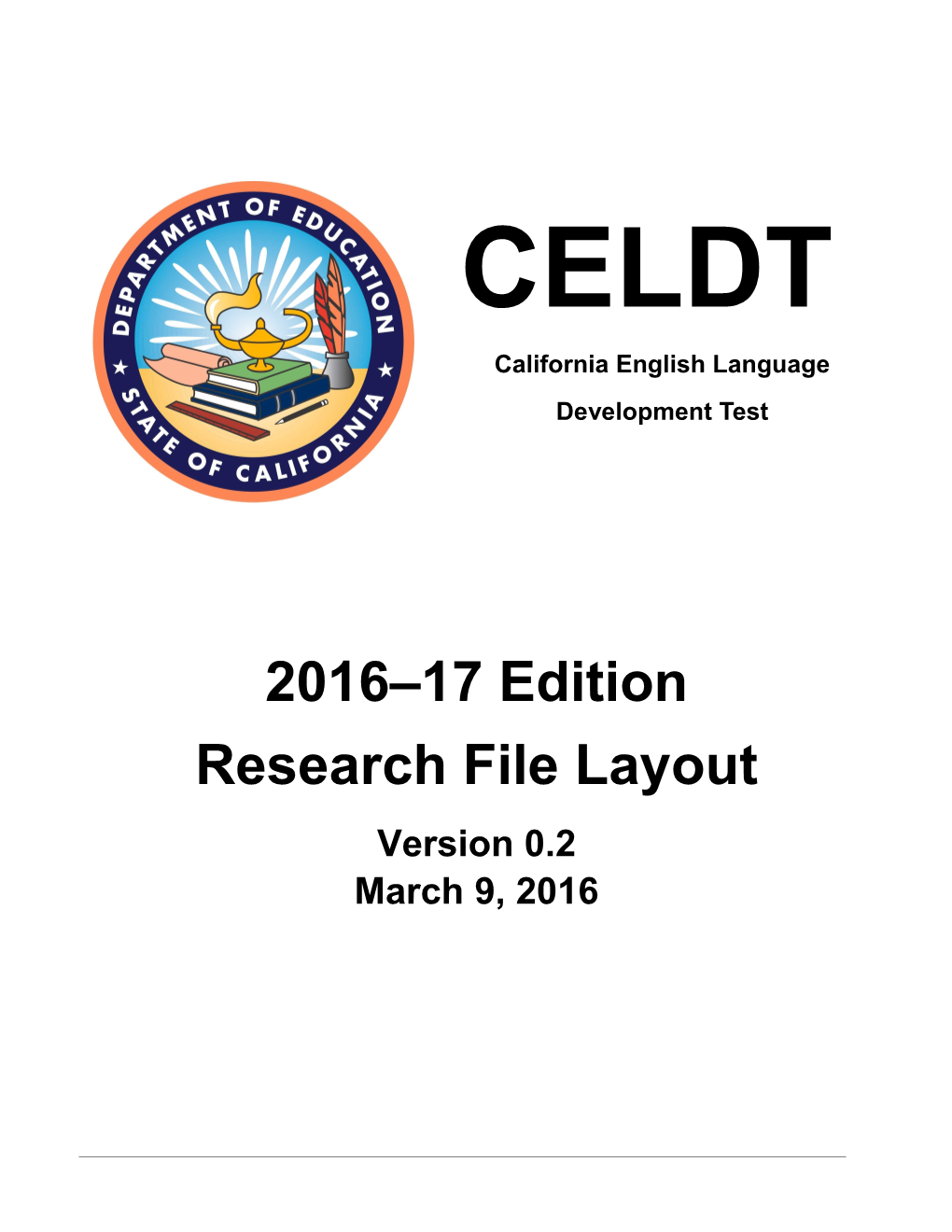 CELDT 2016 17Edition: Research File Layout