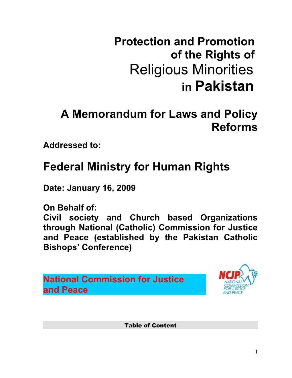 Key Issues Concerning Religious Minorities in Pakistan
