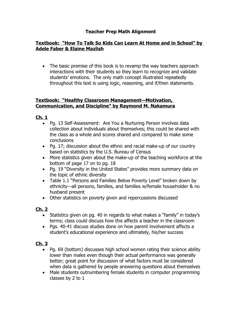 Teacher Prep Math Alignment