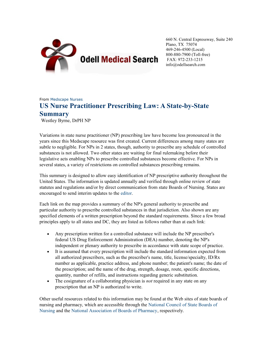 US Nurse Practitioner Prescribing Law: a State-By-State Summary