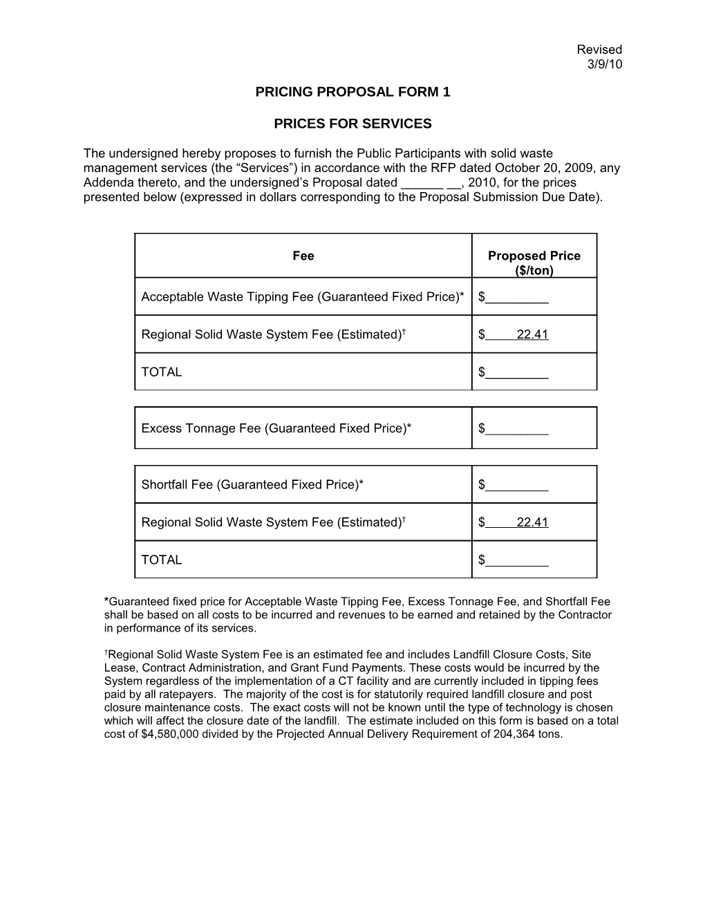 Pricing Proposal Form 1