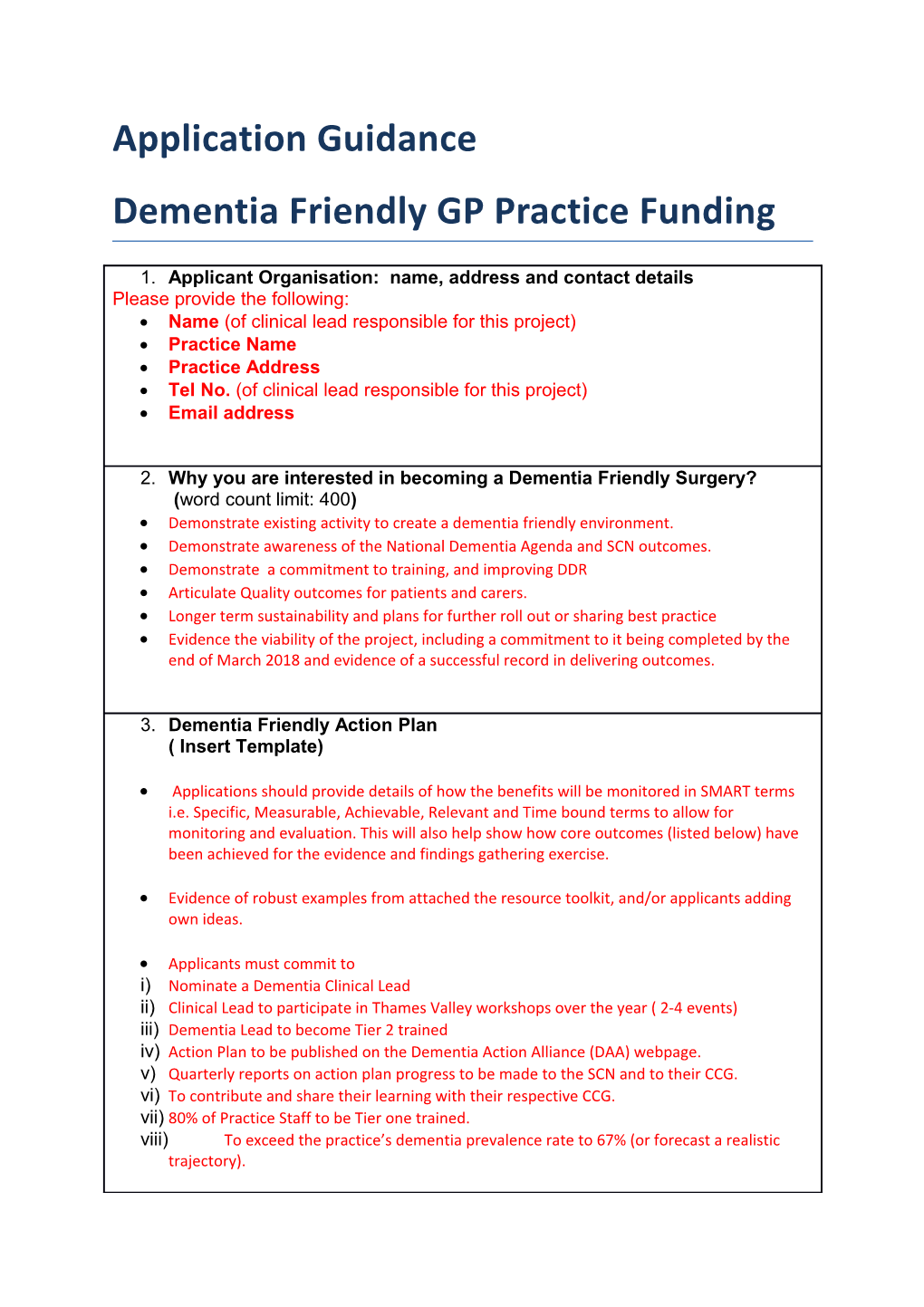 Dementia Friendly GP Practice Funding