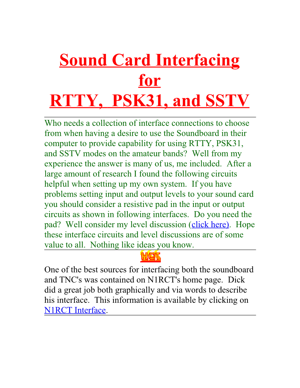 Sound Card Interfacing for RTTY, PSK31, and SSTV