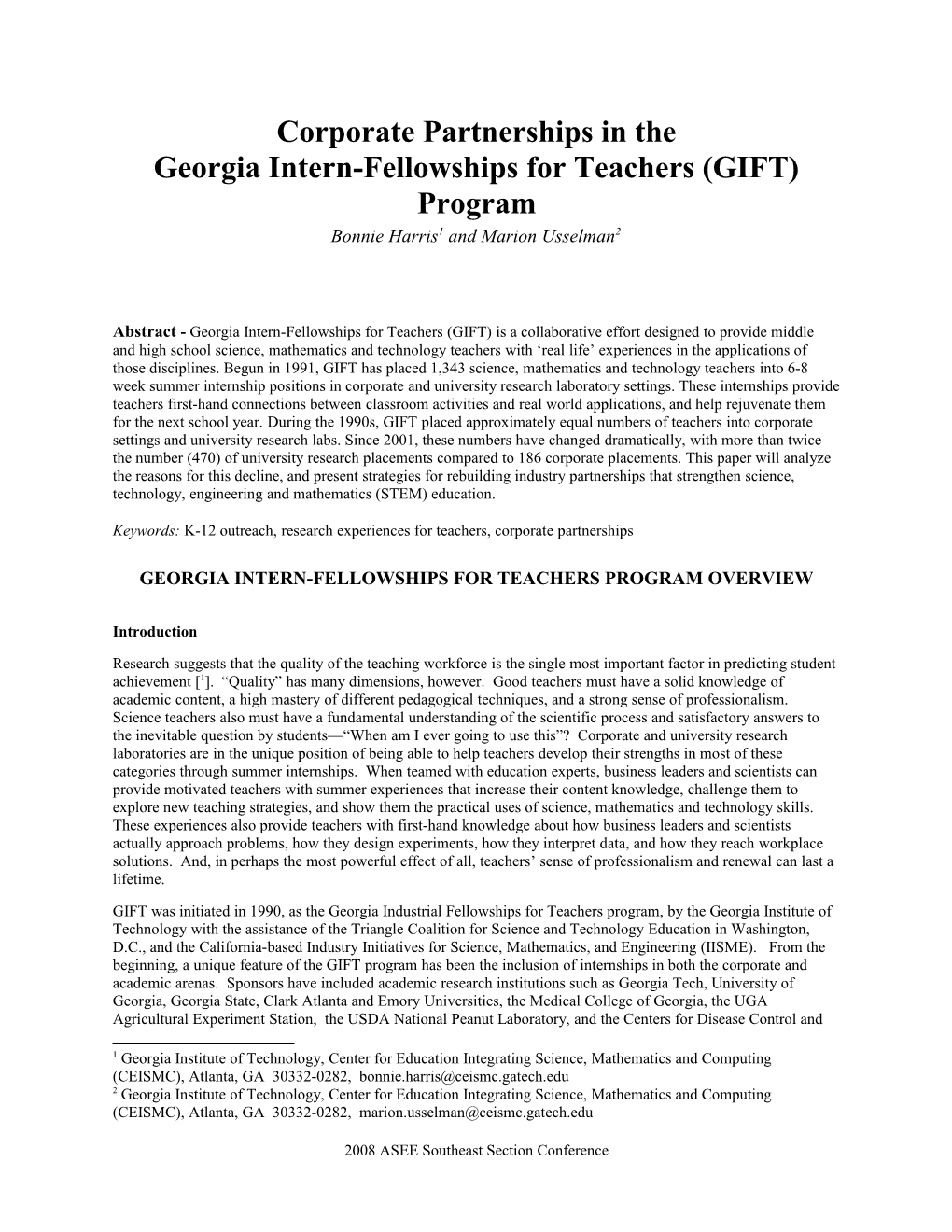 Georgia High School Teachers in Academic Laboratories
