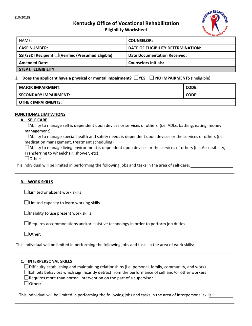 Eligibility Worksheet