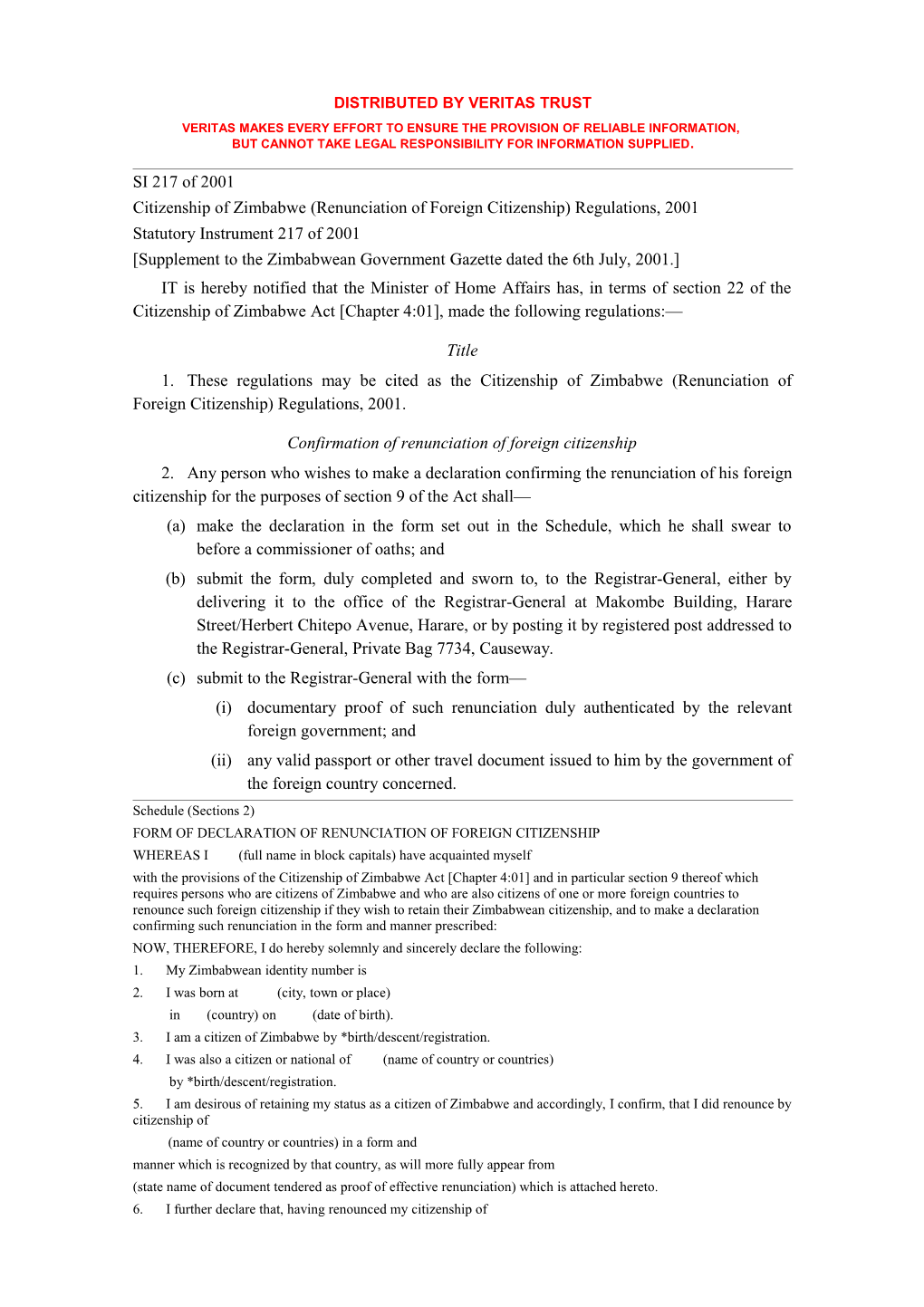 Zimbabwe Development Bank Amendment Bill HB 14, 2005