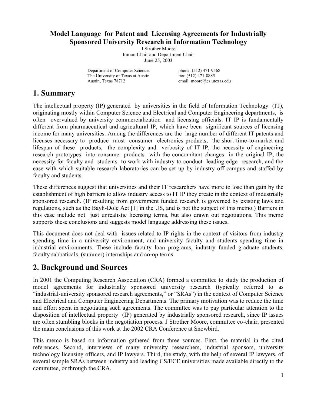 Model Language for Patent and Licensing Agreements for Industrially