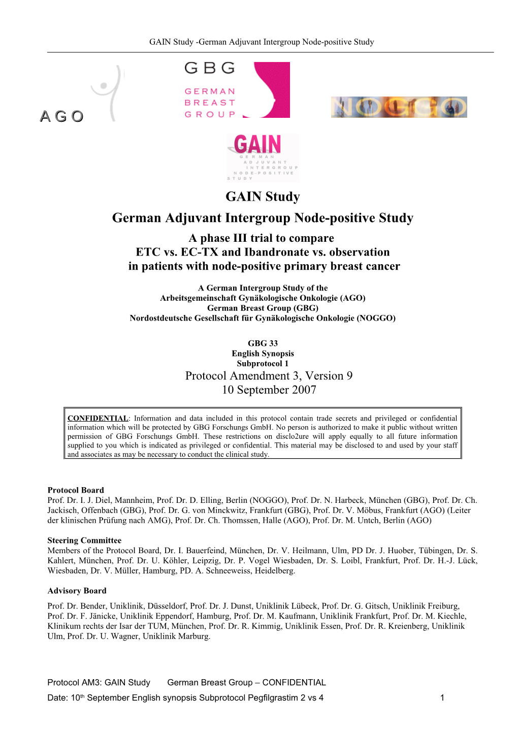 GAIN Study -German Adjuvant Intergroup Node-Positive Study