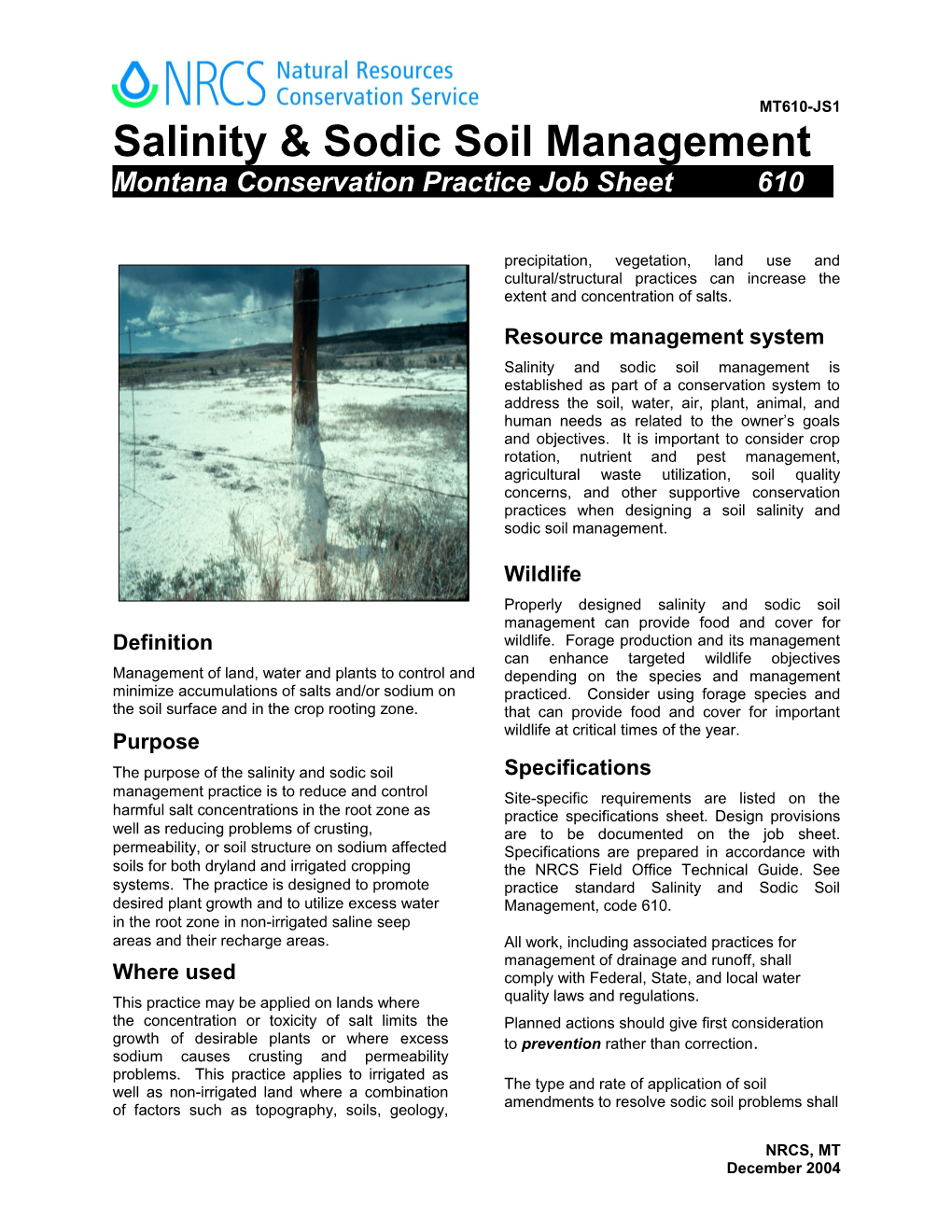 Salinity & Sodic Soil Management