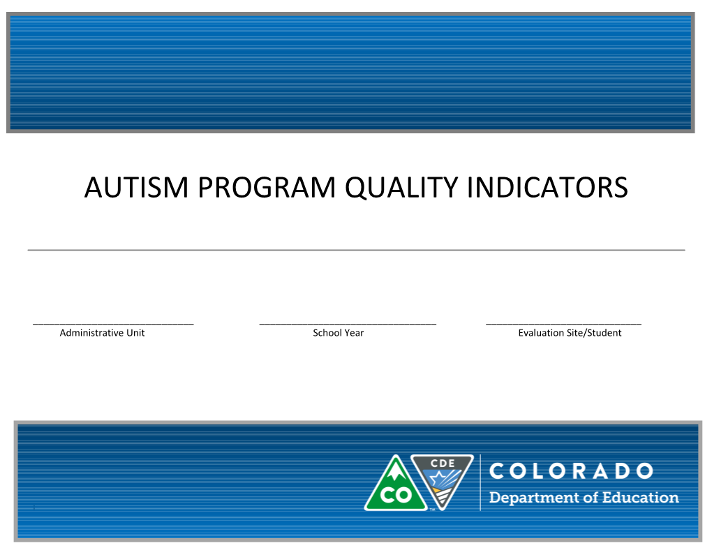 Autism Program Quality Indicators