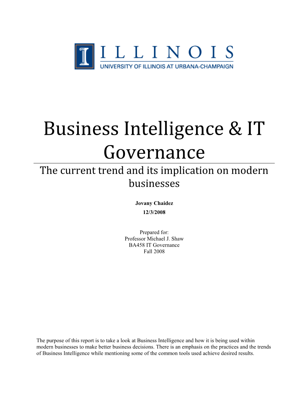 Business Intelligence & IT Governance