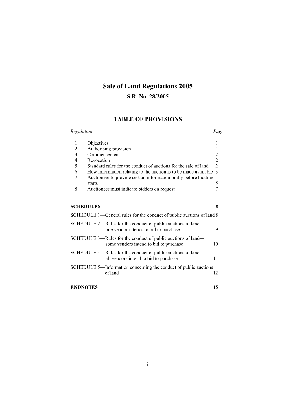 Sale of Land Regulations 2005
