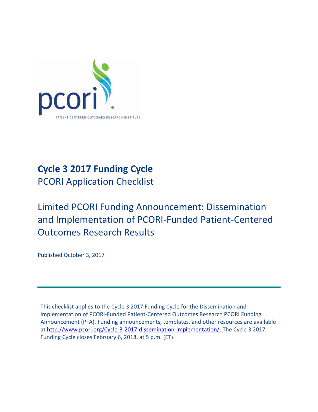 Cycle 3 2017 Funding Cycle