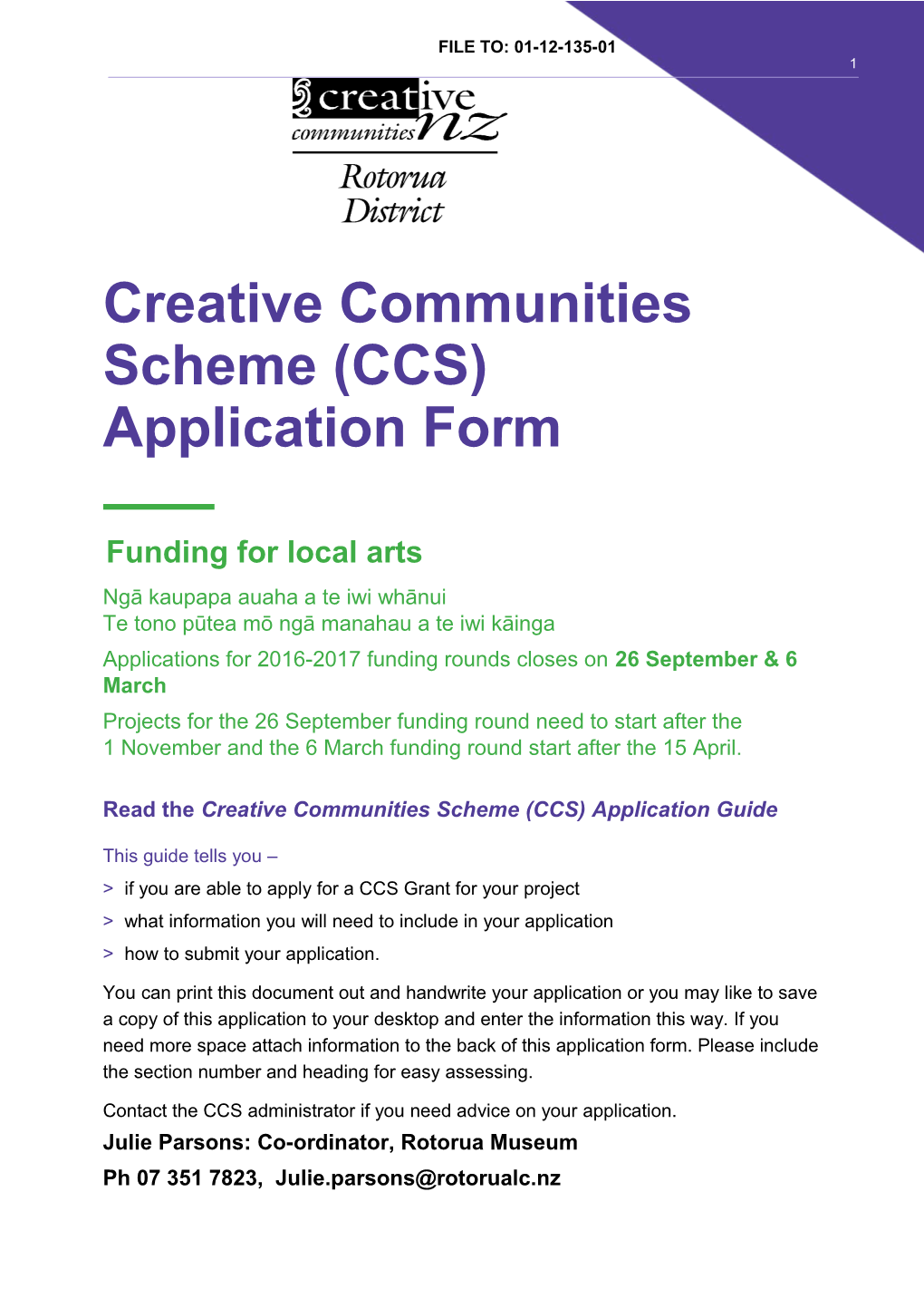 Creative Communities 2016 Application Form