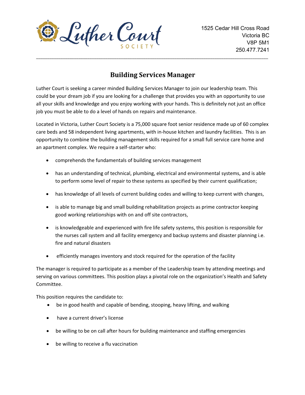 Building Services Manager