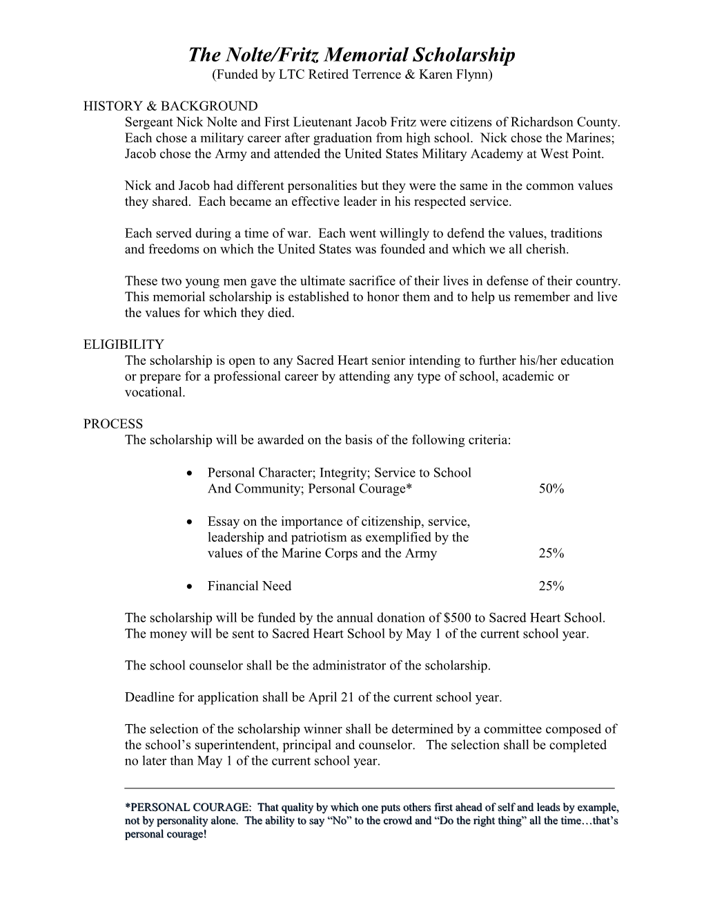 The Nolte/Fritz Memorial Scholarship