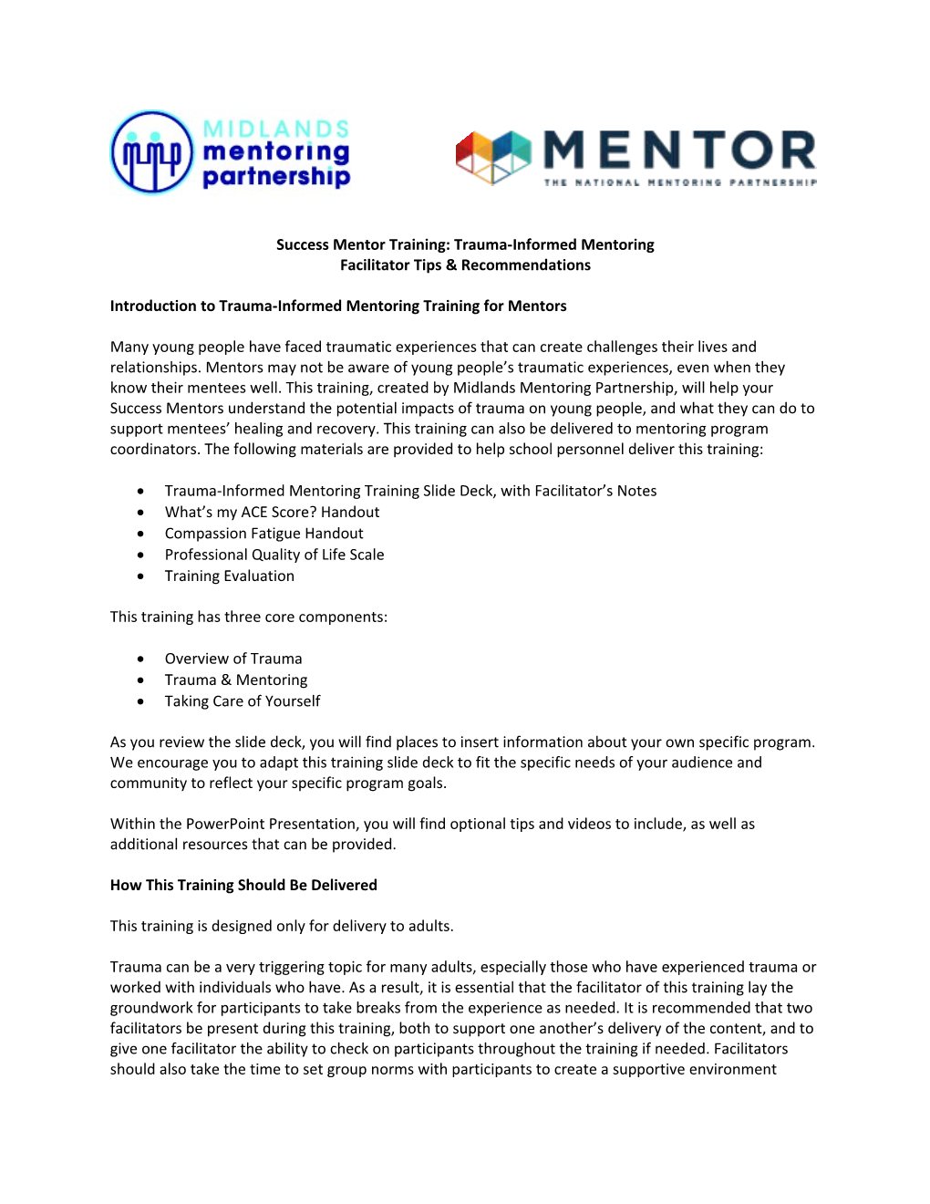 Success Mentor Training: Trauma-Informed Mentoring