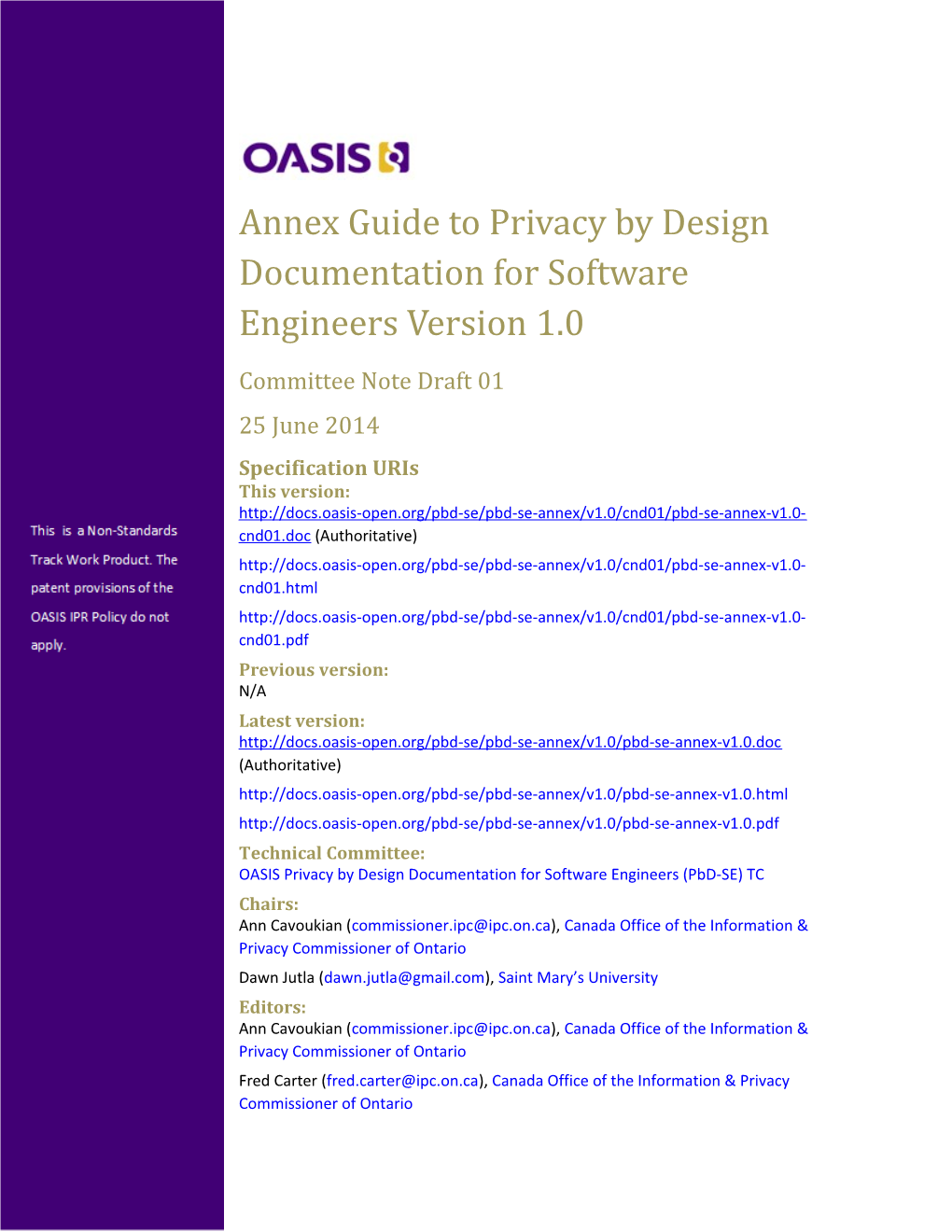 Annex Guide to Privacy by Design Documentation for Software Engineers Version 1.0