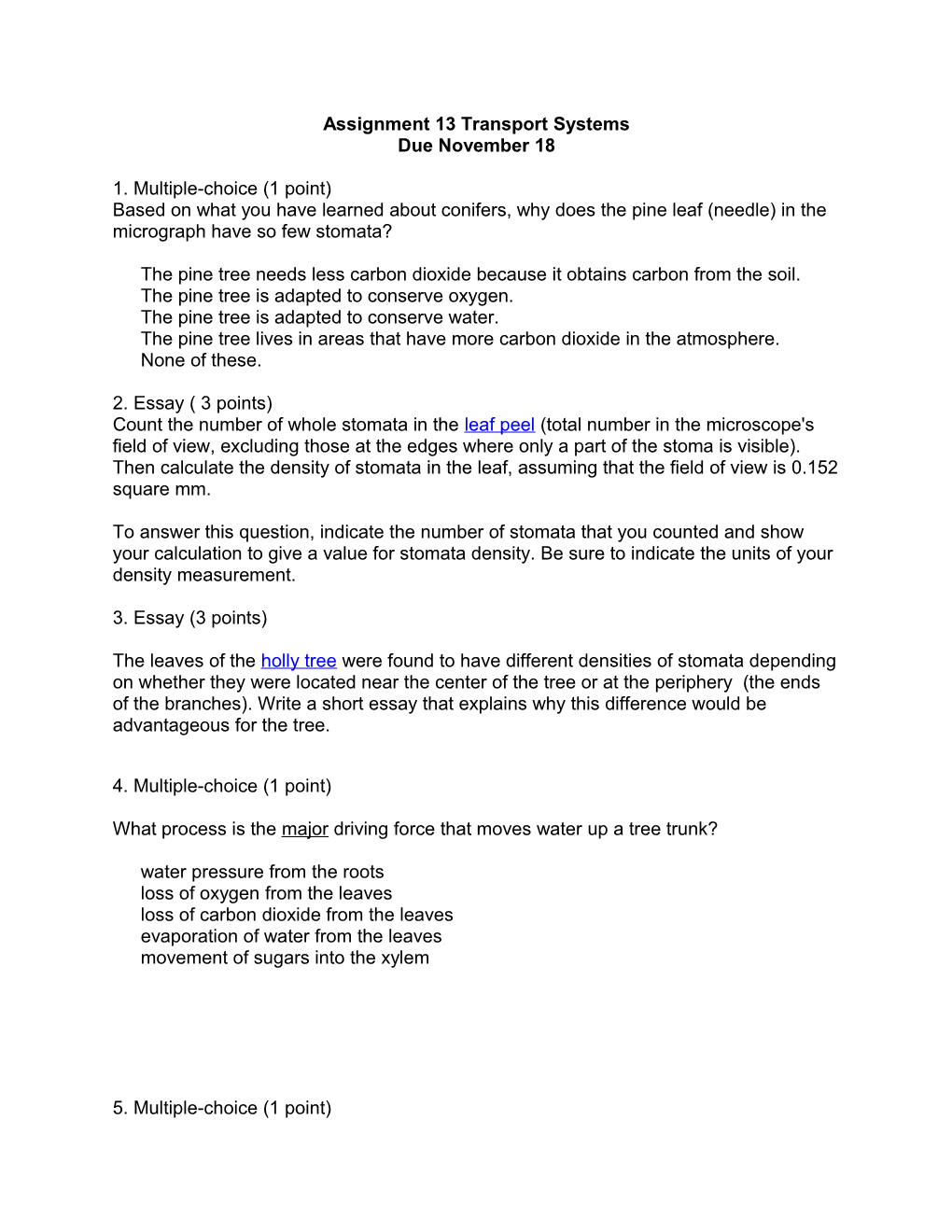 Assignment 13 Transport Systems