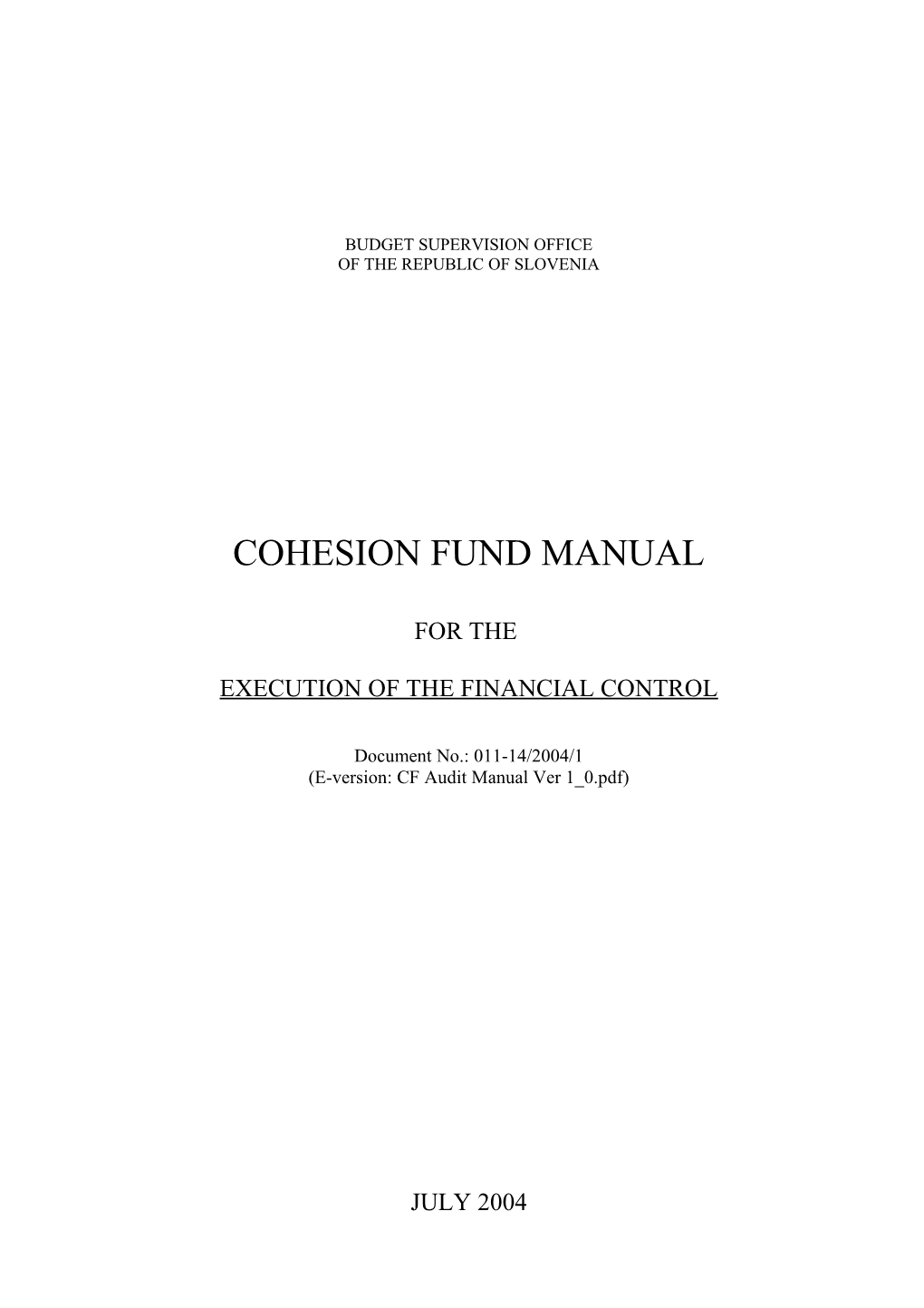 Cohesion Fund Manual