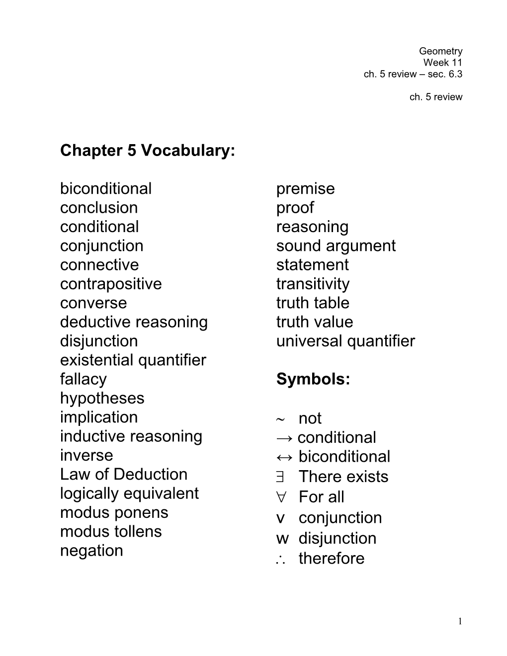 Chapter 5 Vocabulary