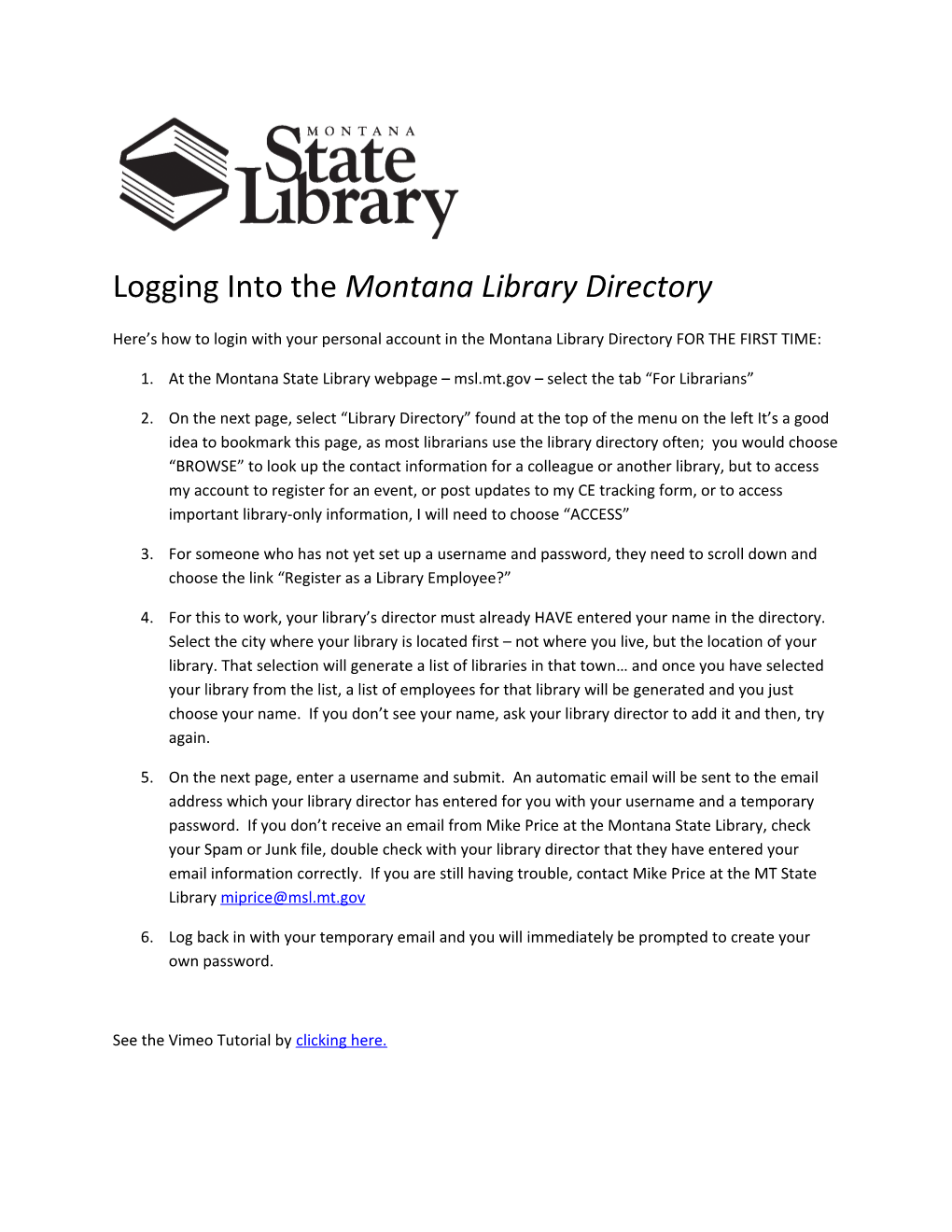 Logging Into Themontana Library Directory
