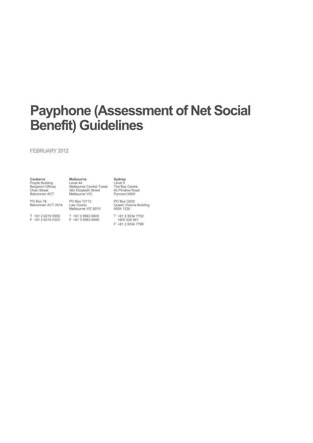 Payphone (Assessment of Net Social Benefit) Guidelines