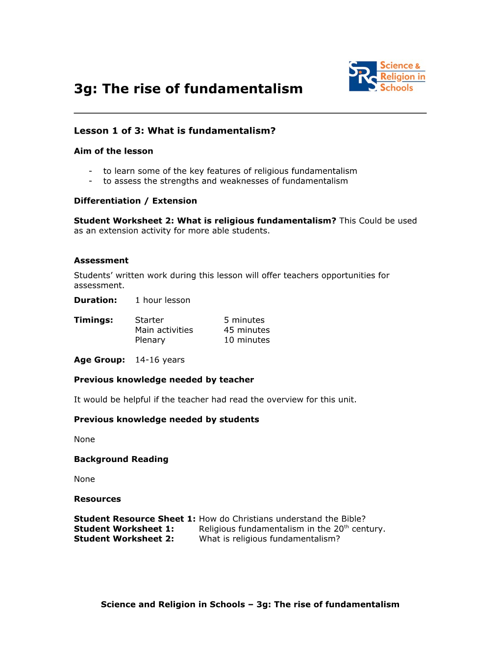 3G: the Rise of Fundamentalism