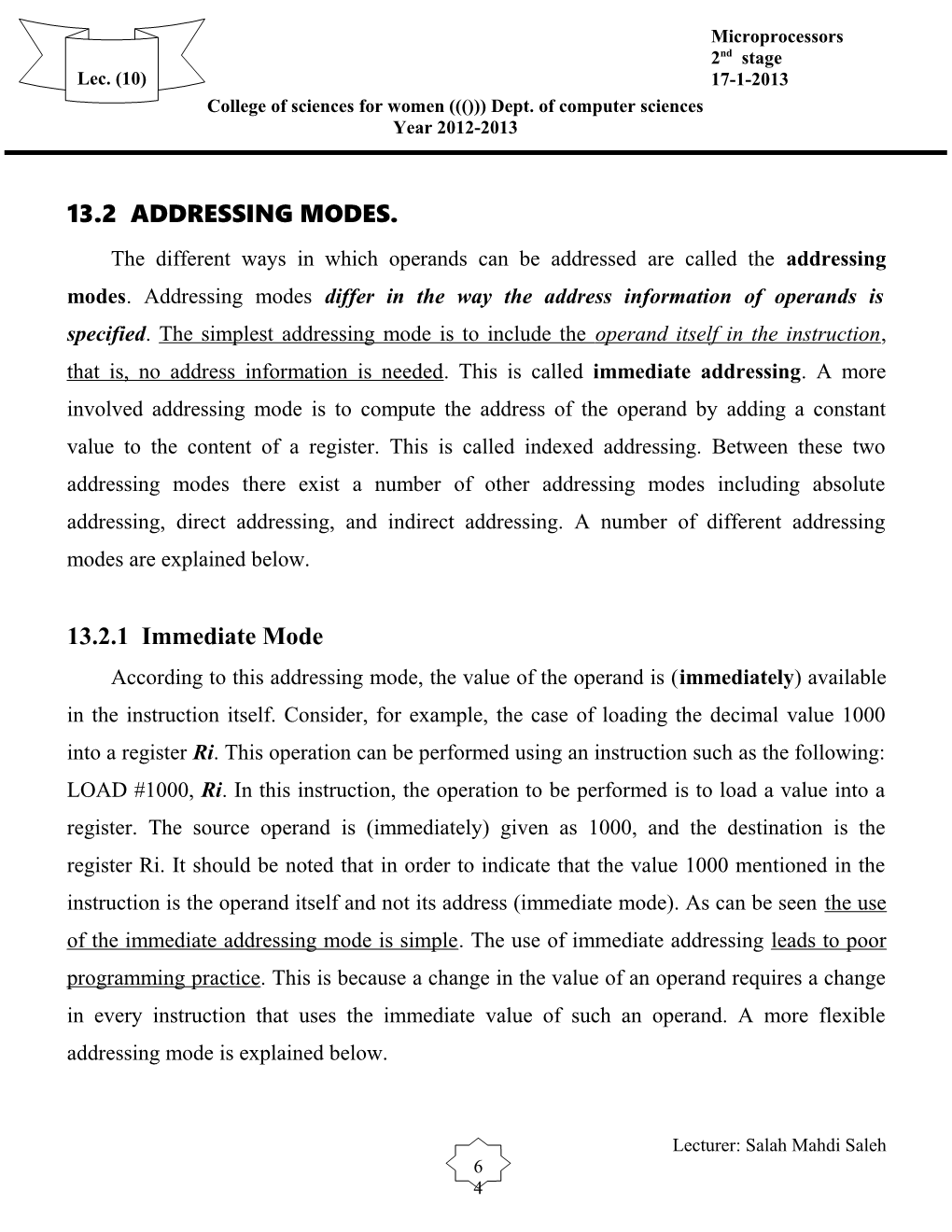 13.2 Addressing Modes