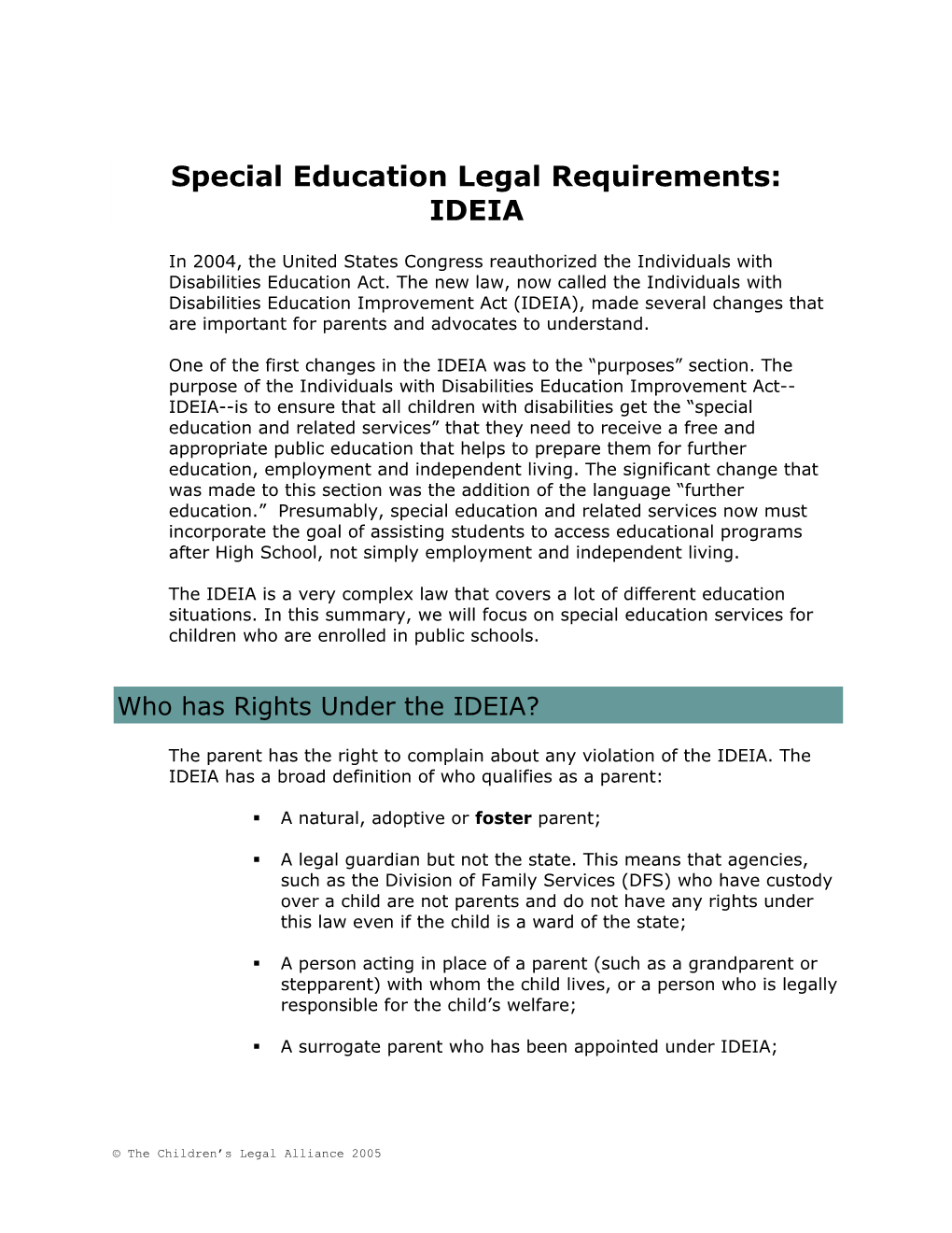 Special Education Legal Requirements
