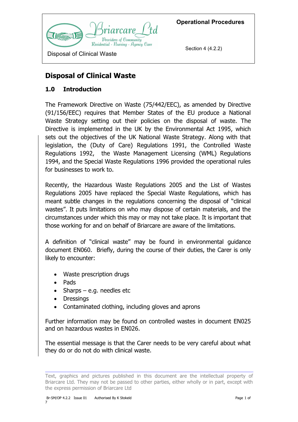 Disposal of Clinical Waste