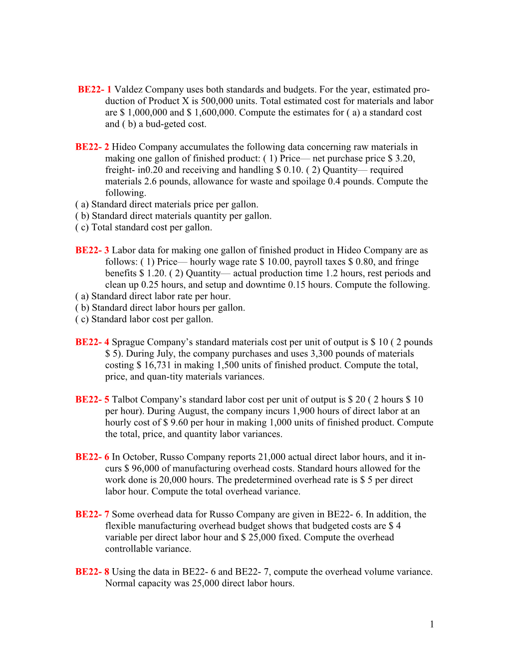 ( A) Standard Direct Materials Price Per Gallon