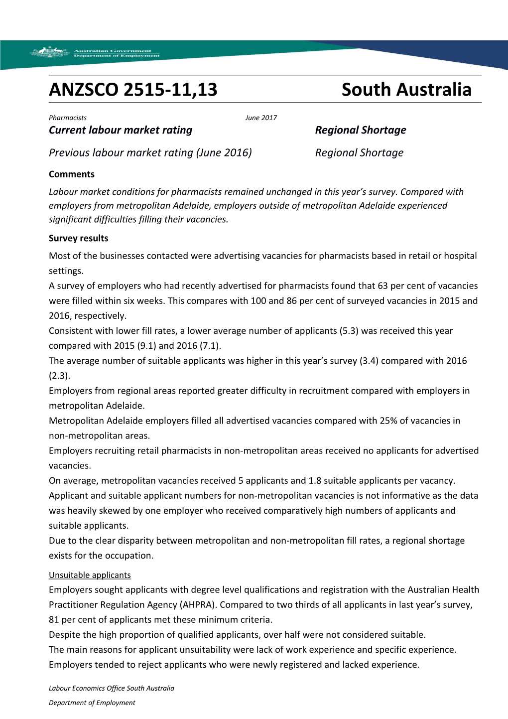 Labour Economics Office South Australia