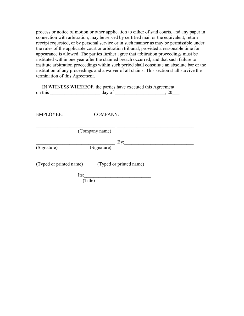 Employee Non-Competition Agreement