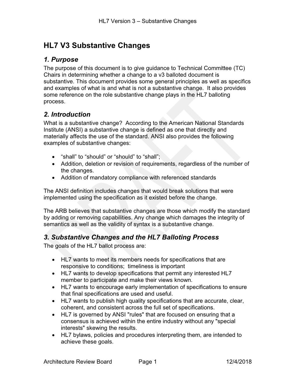 HL7 V3 Substantive Changes