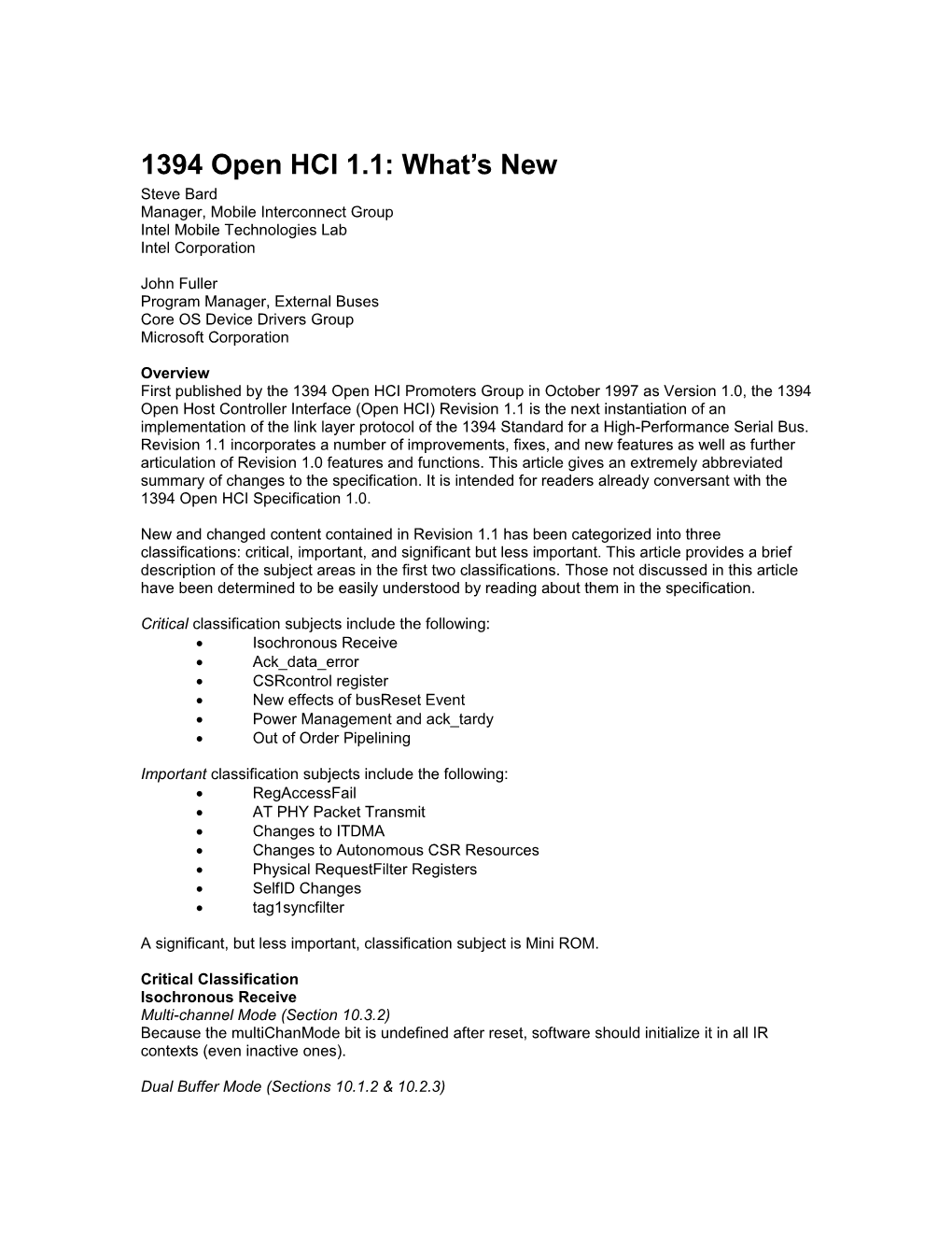 1394 Open HCI 1.1: What's New