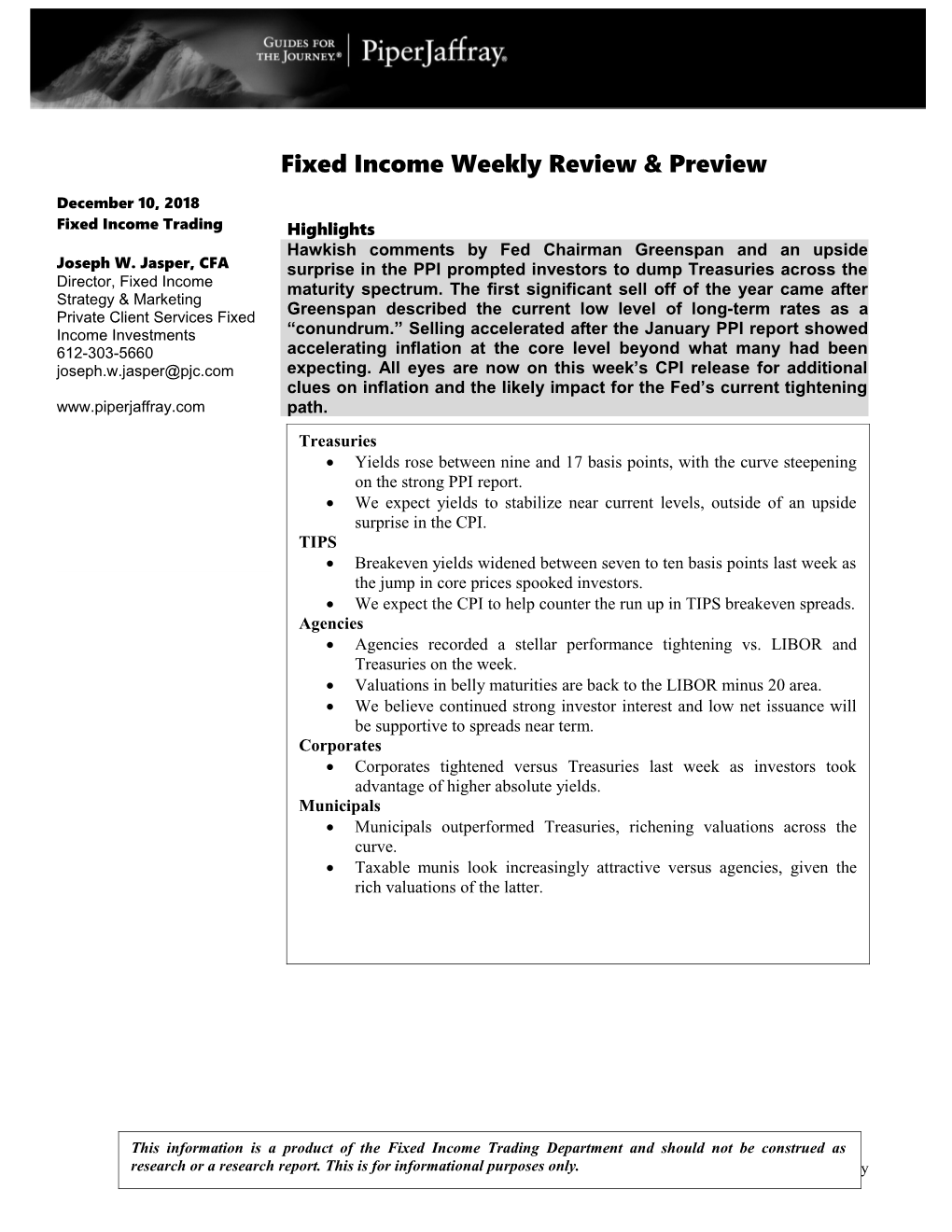 Fixed Income Weekly Review & Preview