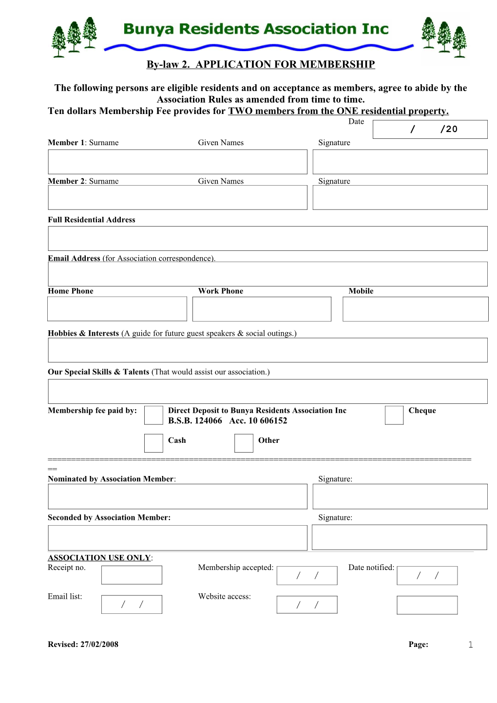By-Law 2. APPLICATION for MEMBERSHIP