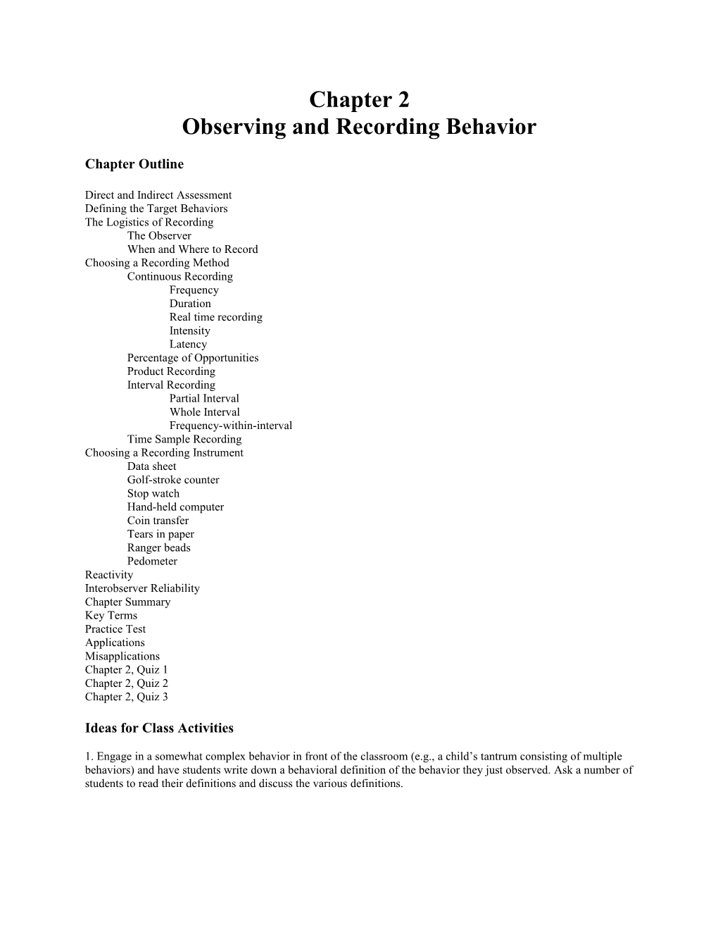 Observing and Recording Behavior
