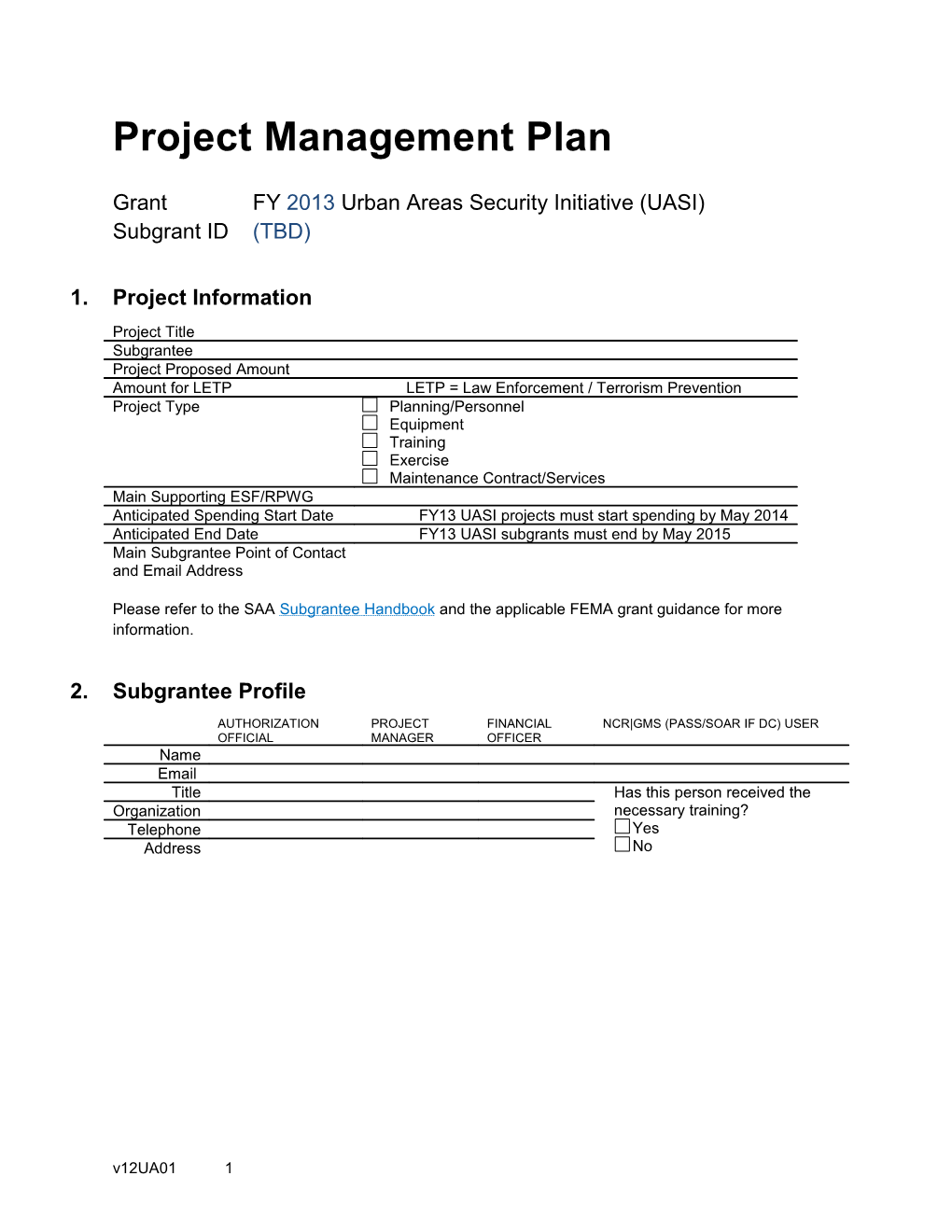 Project Management Plan UASI