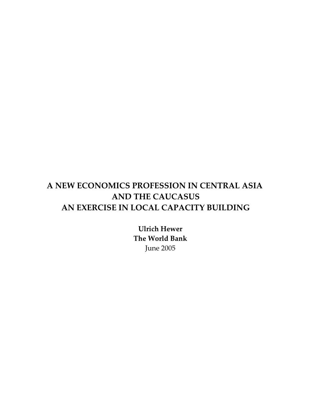 New Economics Profession in Central Asia and the Caucasus