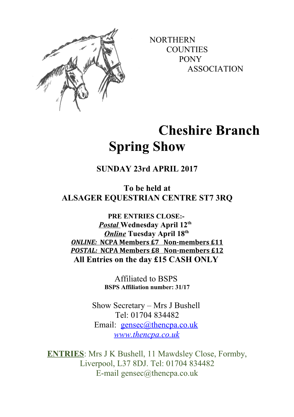 Cheshire Branch Spring Show