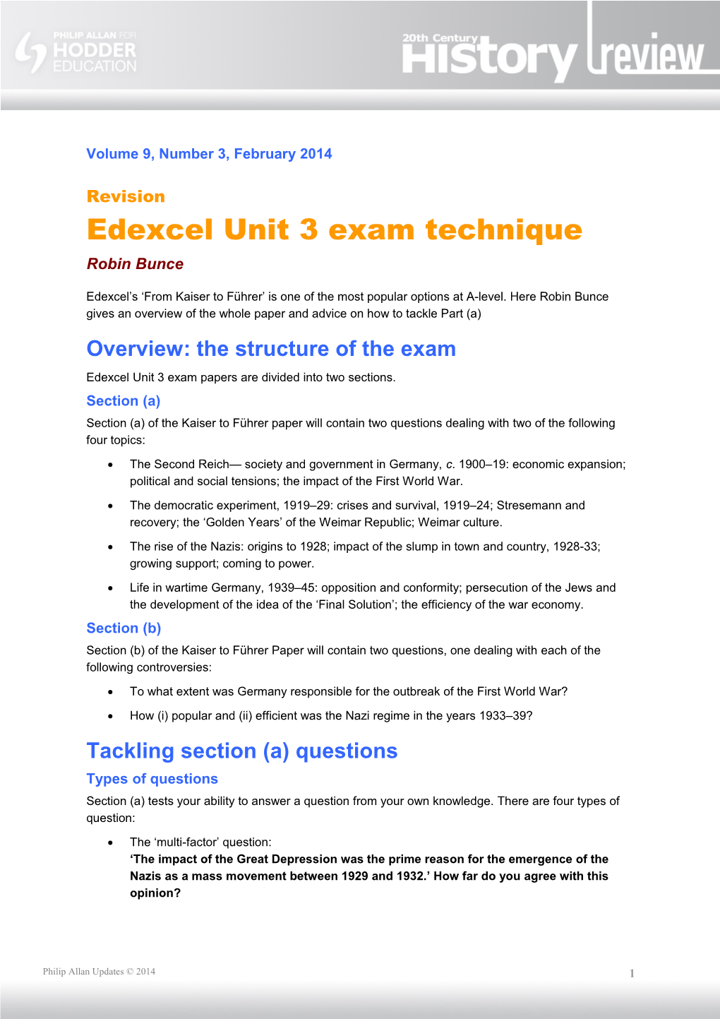 Edexcel Unit 3 Exam Technique